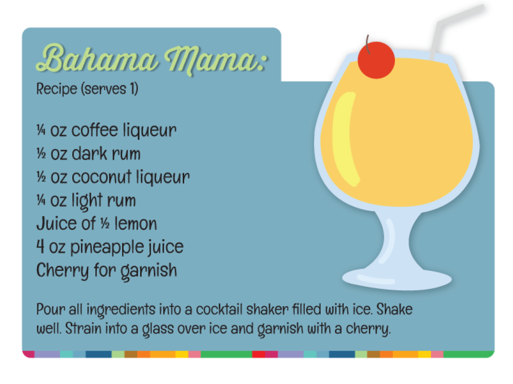 Cocktail recipe for Bahama Mama, a classic Bahamian cocktail. 