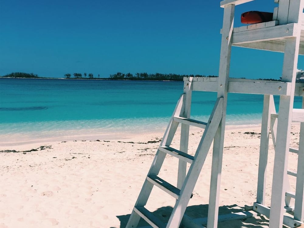 A lookout chair on Junkanoo Beach in Nassau.