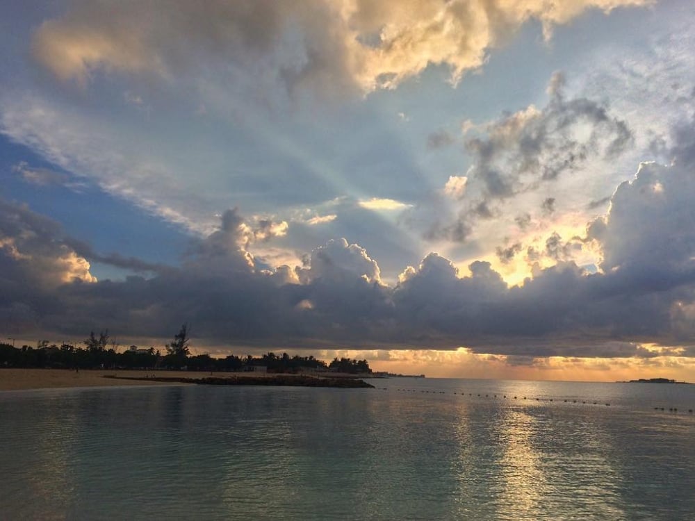 A sunset at Saunders Beach in The Bahamas.