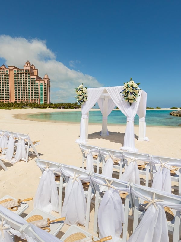 Wedding set up on Cove Beach