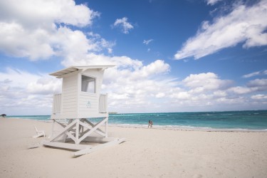 A lifeguard station on the beach at Rosewood Baha Mar