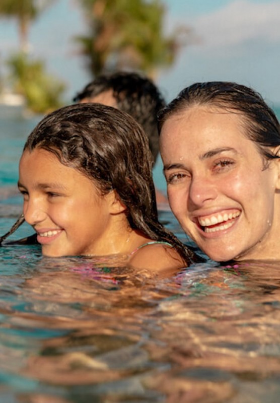 two people in pool