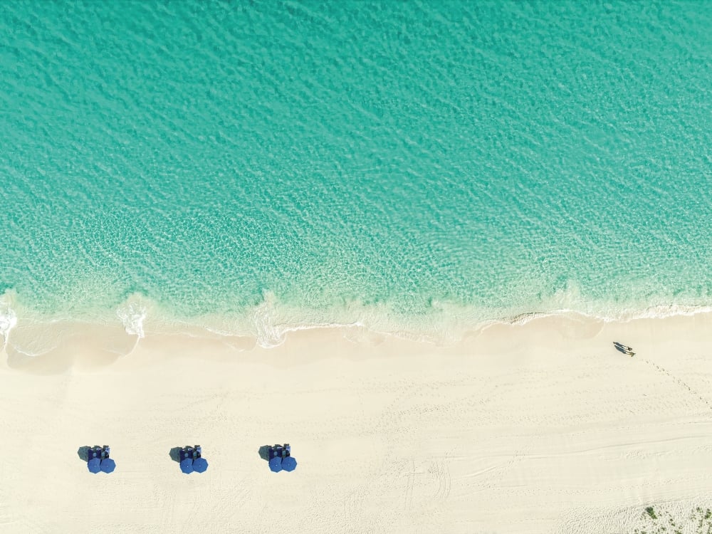 An aerial view of a Nassau Paradise Island beach