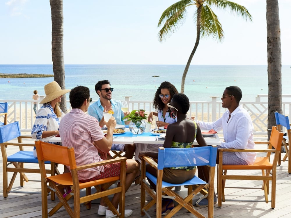 A group dining in Nassau Paradise Island