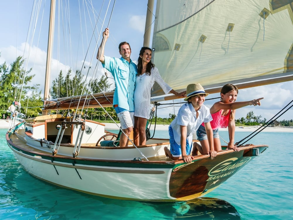 A family on a boat in Nassau Paradise Island