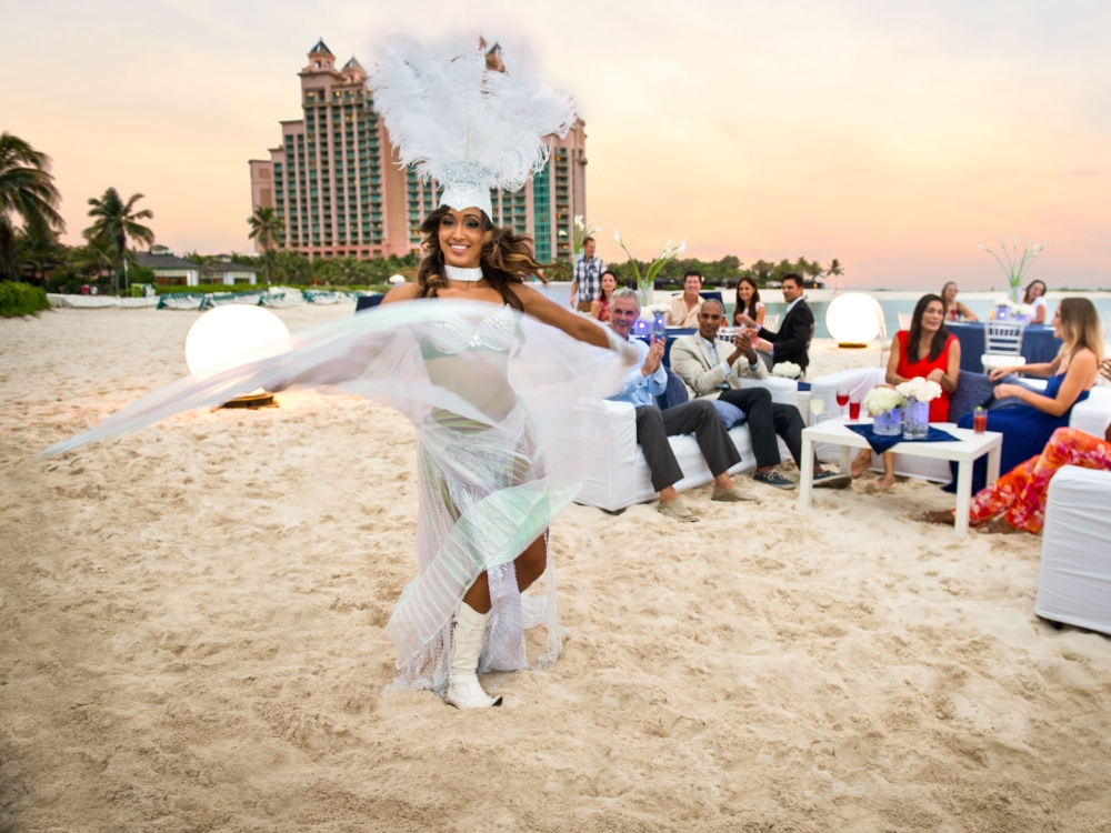 A dancer at Cove Beach for a corporate group