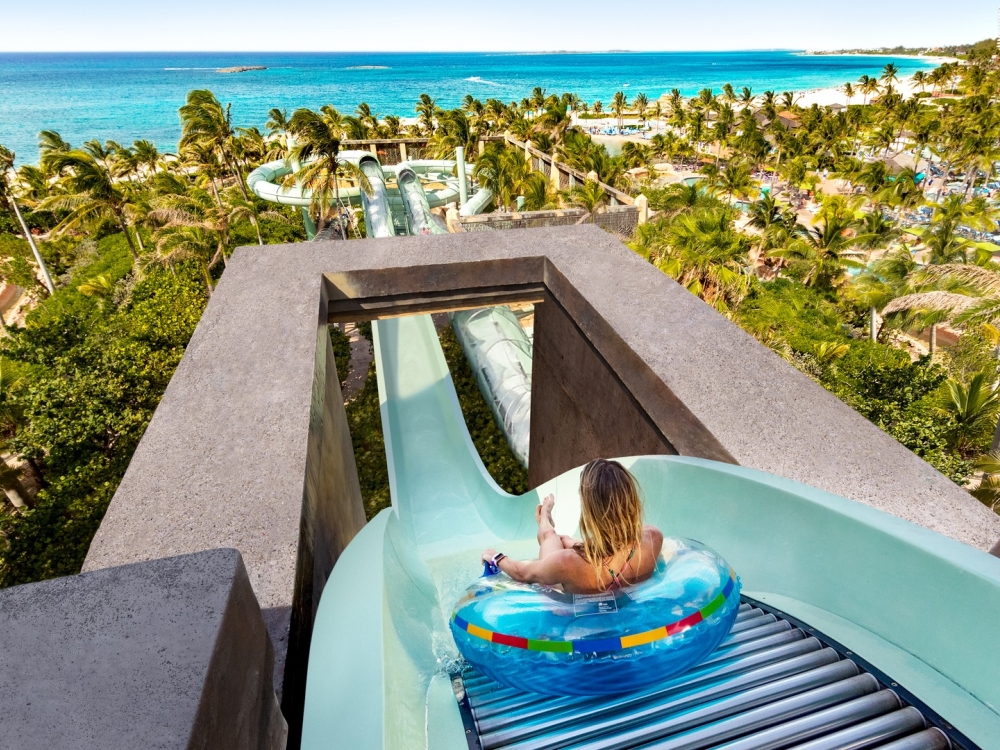 A woman tubing at Aquaventure at Atlantis Paradise Island