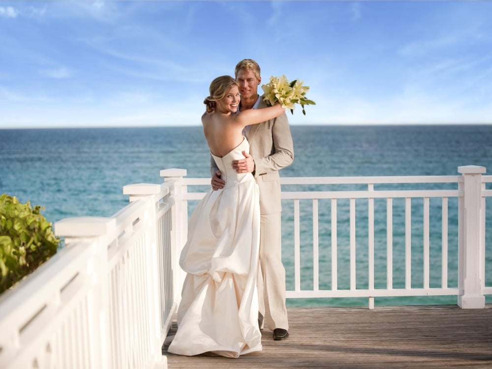 A couple getting married at Ocean Club, A Four Seasons Resort