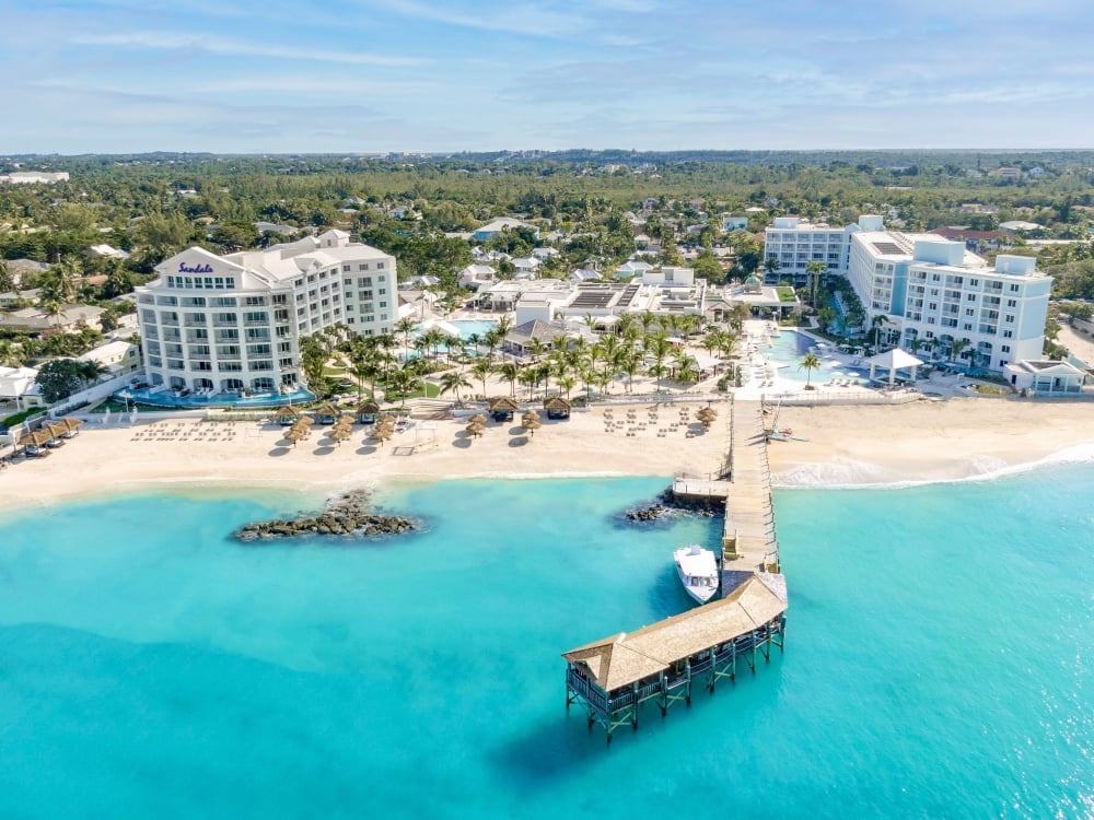 Aerial view of Sandals Royal Bahamian