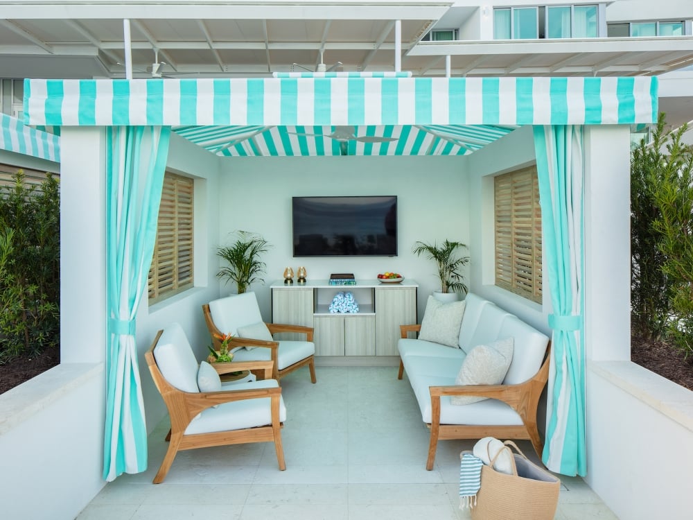private cabana with seating