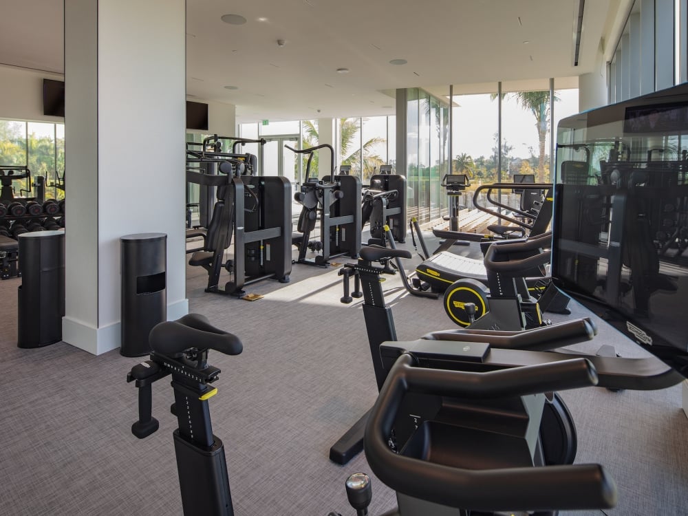 large gym with exercise equipment