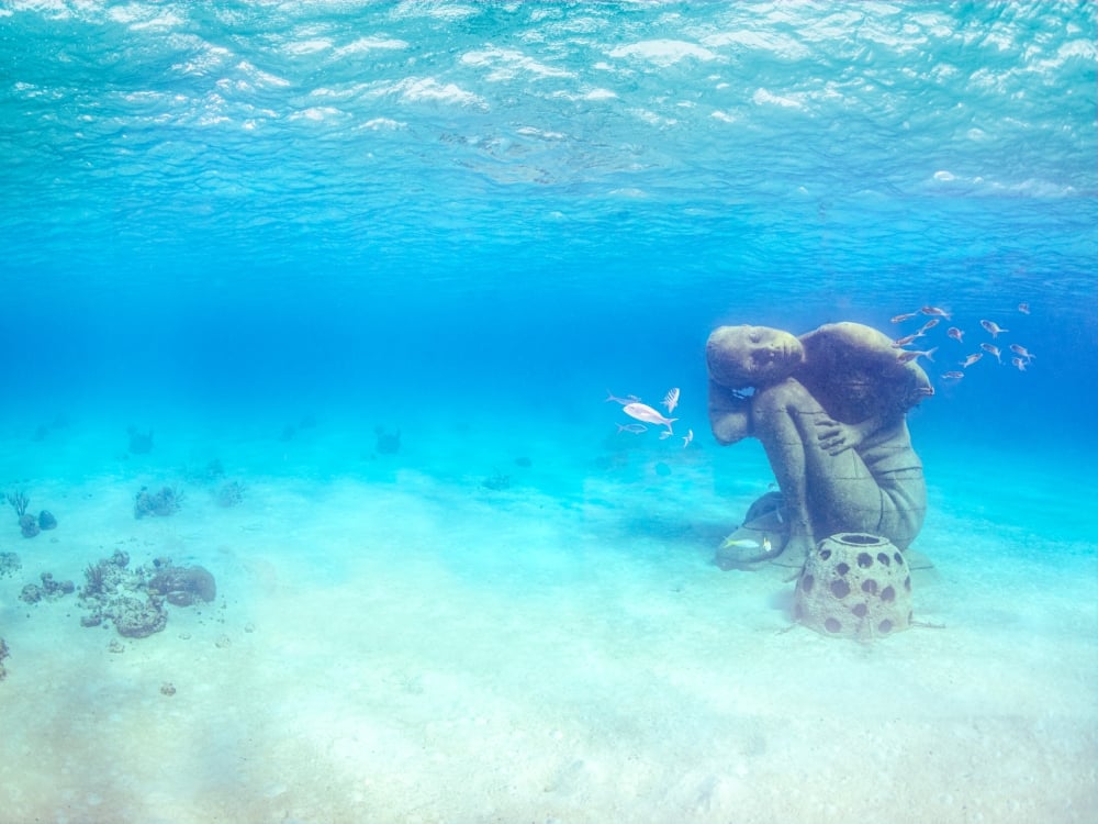 underwater statue