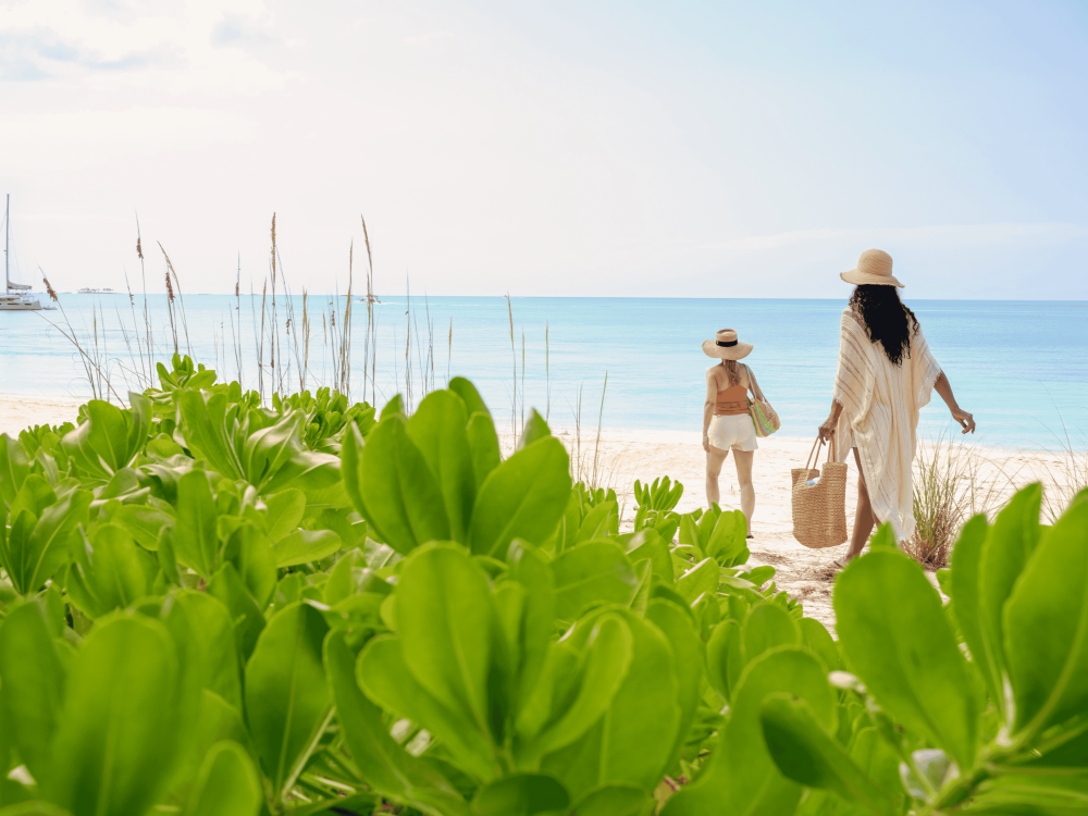 people walking to the beach