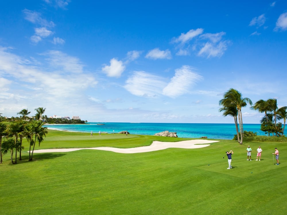 Golf course overlooking the water