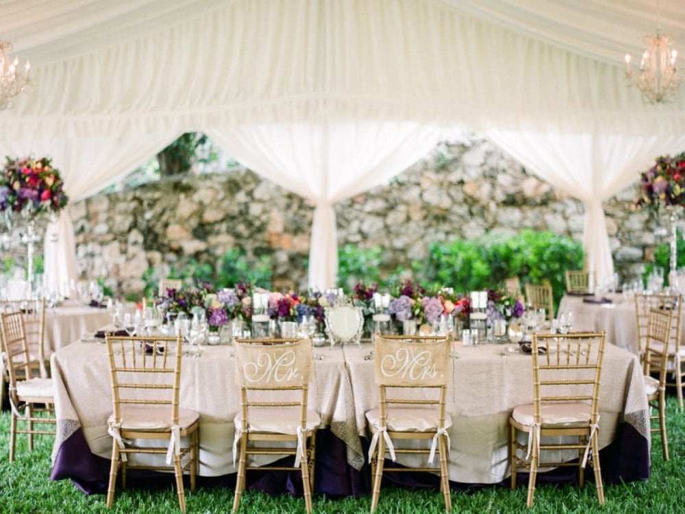 Elegant head-table decor at a Bahamas destination wedding.