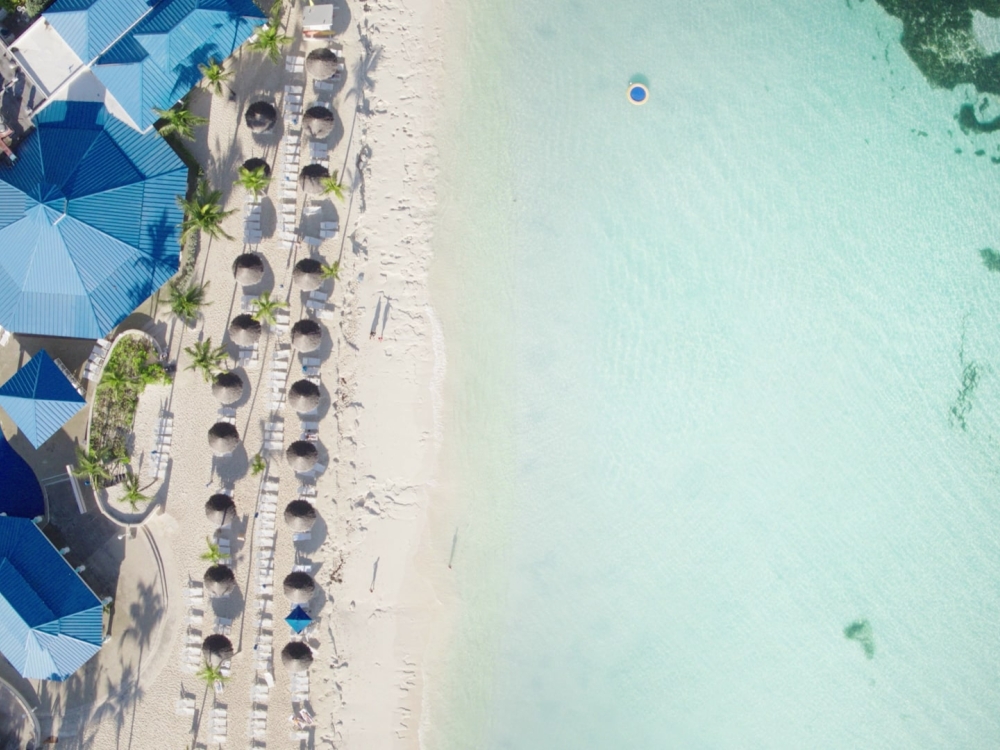 Aerial shot of beach in The Bahamas