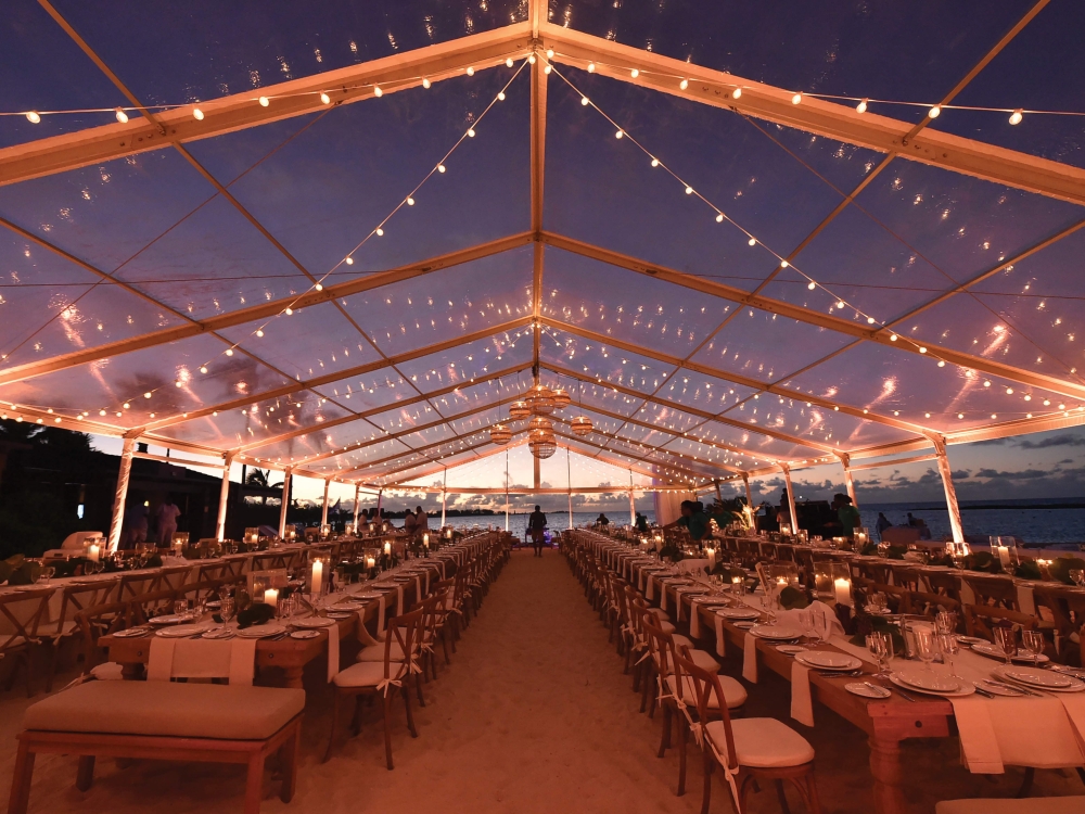 Dinner set up at the Cove Beach at Atlantis