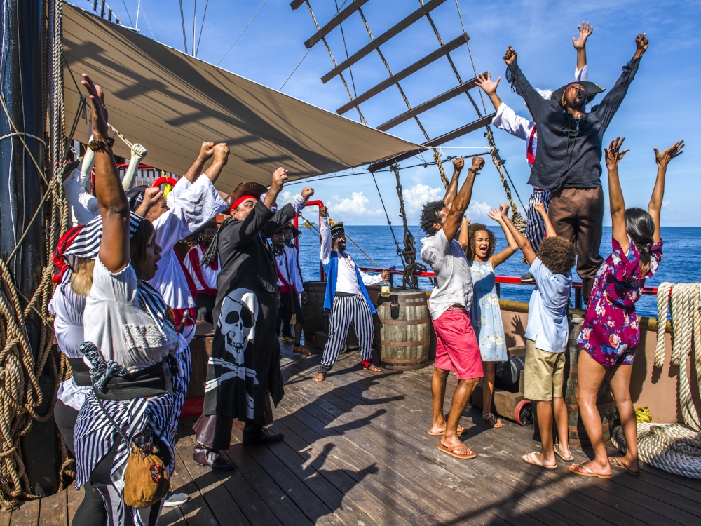 A family enjoying Blackbeards Revenge - a tour in Nassau Paradise Island