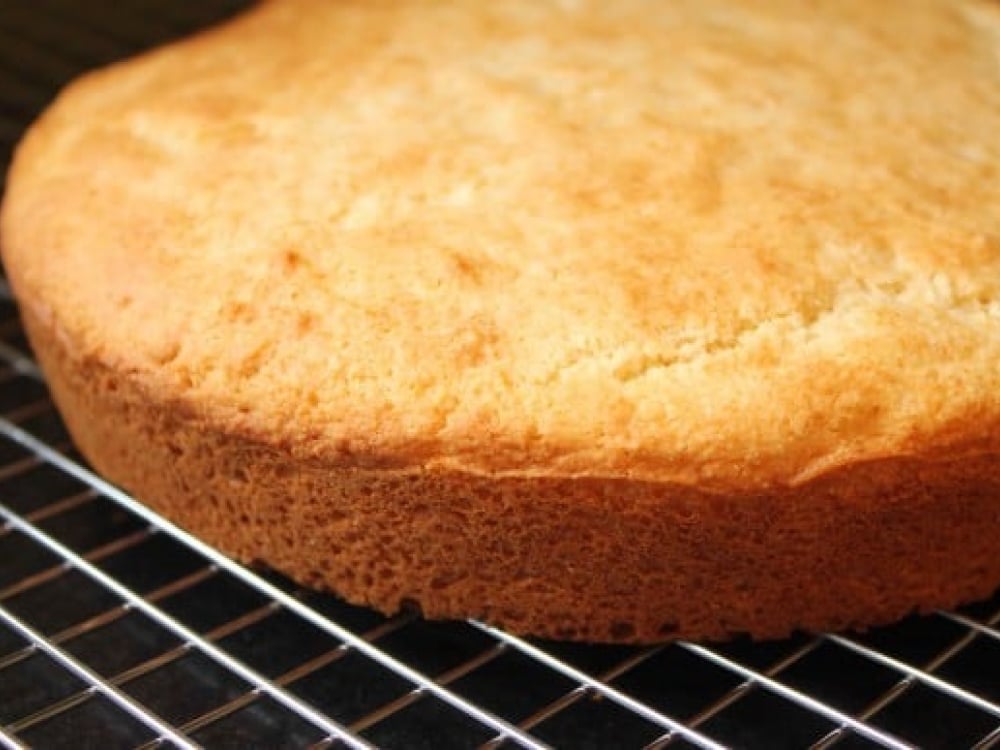 A Bahamas Johnny Cake cools on a rack. 