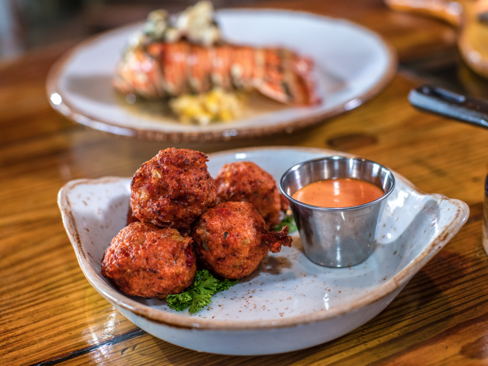 conch fritters and dipping sauce