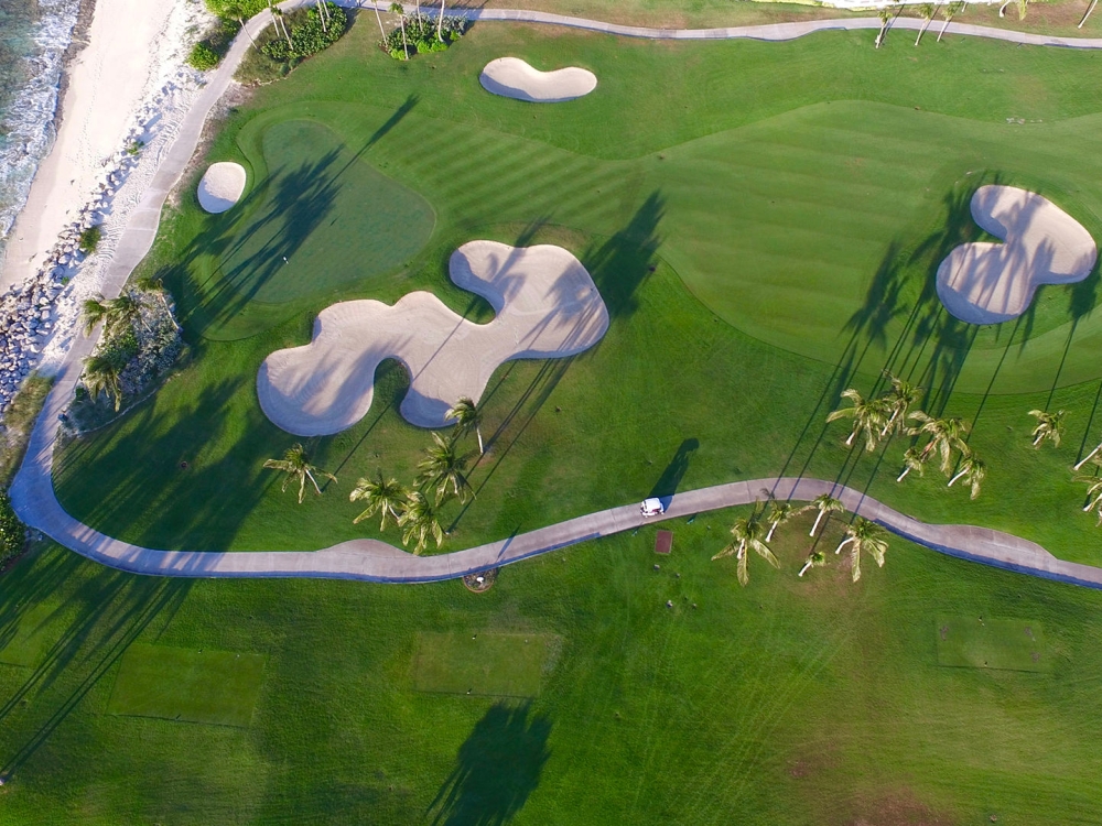 An aerial shot of Blue Orchid Ocean Golf Club.