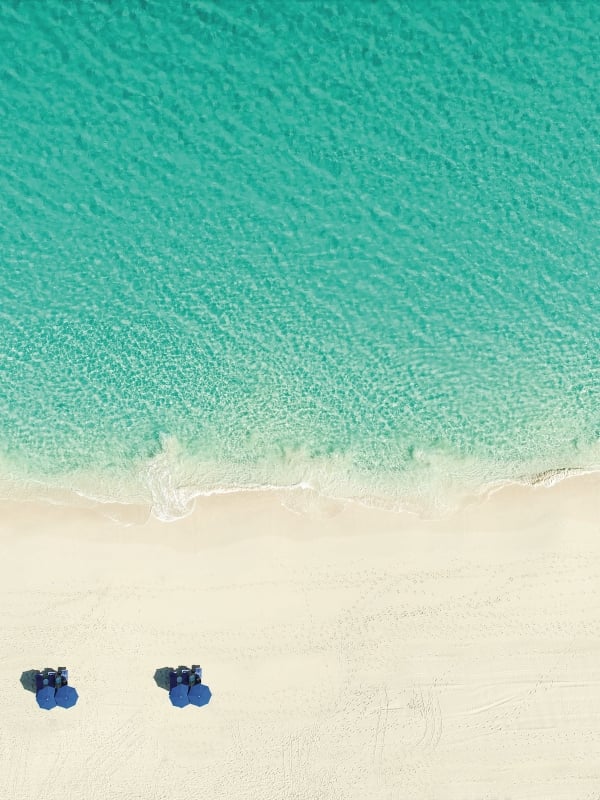 An aerial view of a Nassau Paradise Island beach