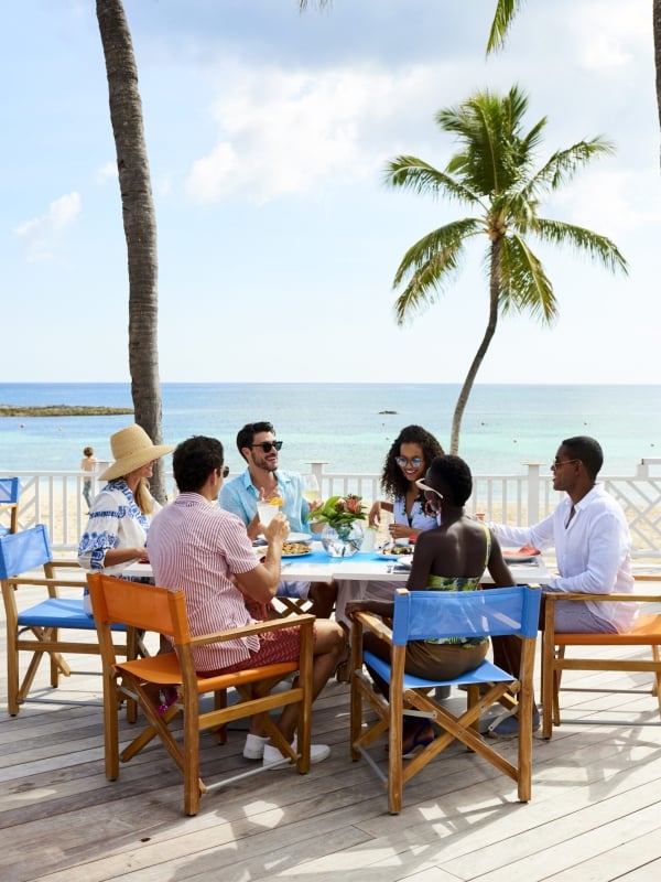 A group dining in Nassau Paradise Island