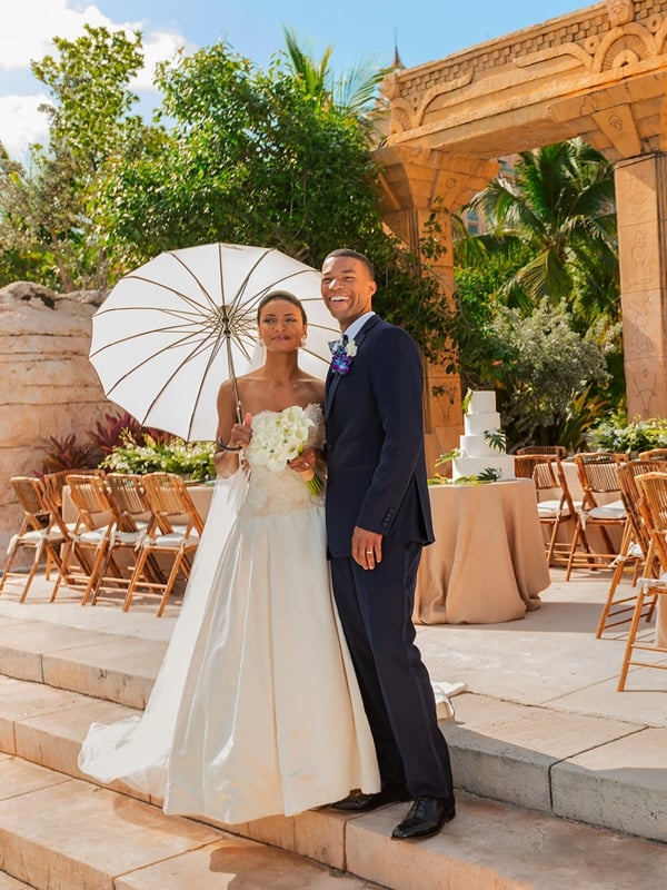 A couple getting married at Atlantis Paradise Island resort in Nassau