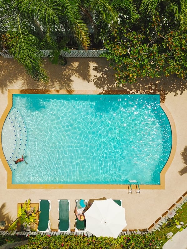 An aerial view of the pool at Bayview Suites in Nassau