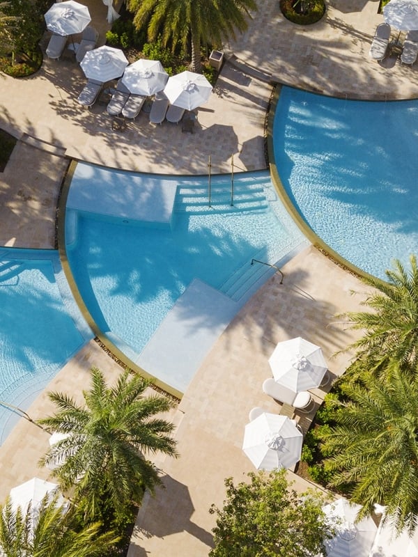 An aerial view of the pools at Baha Mar Resort