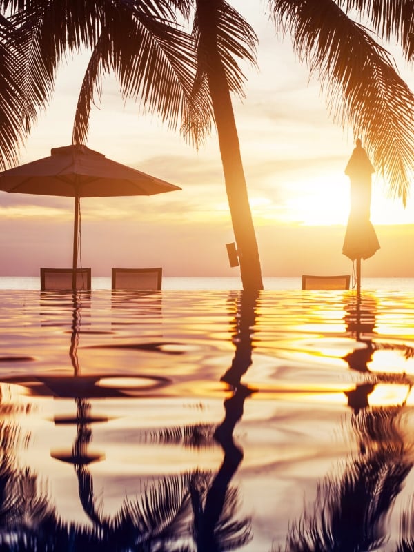 sunset and pool 