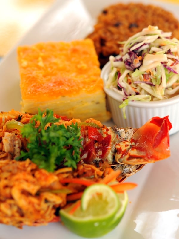 A plate of Bahamas cuisine. 