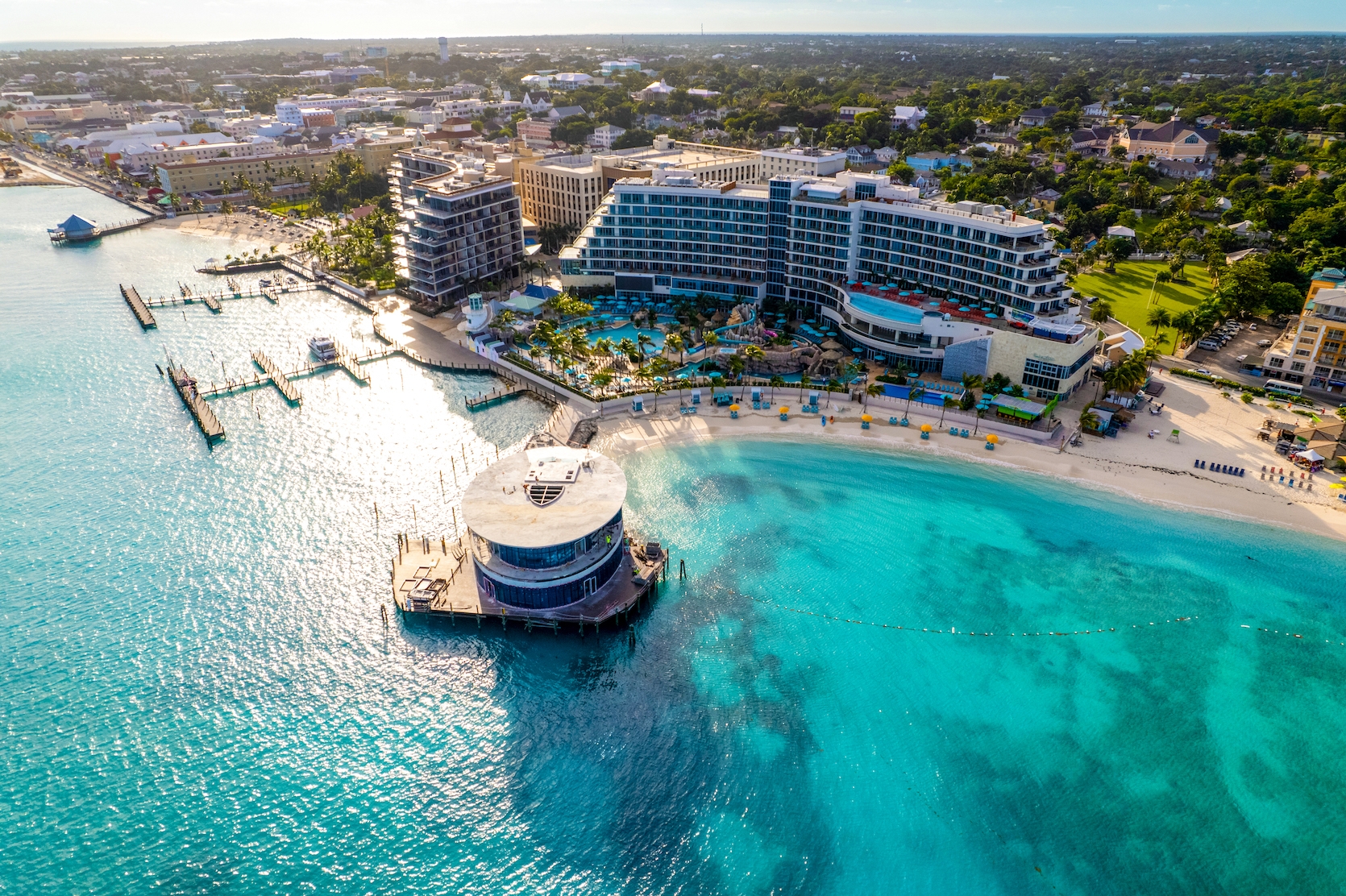 Rendered aerial view of the Margaritaville Beach Resort Nassau