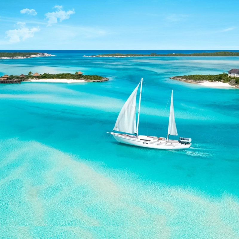 sail boat on pristine blue water