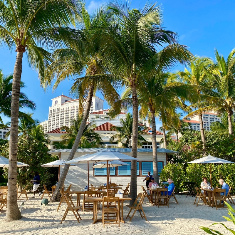 beachside table setups in the sand