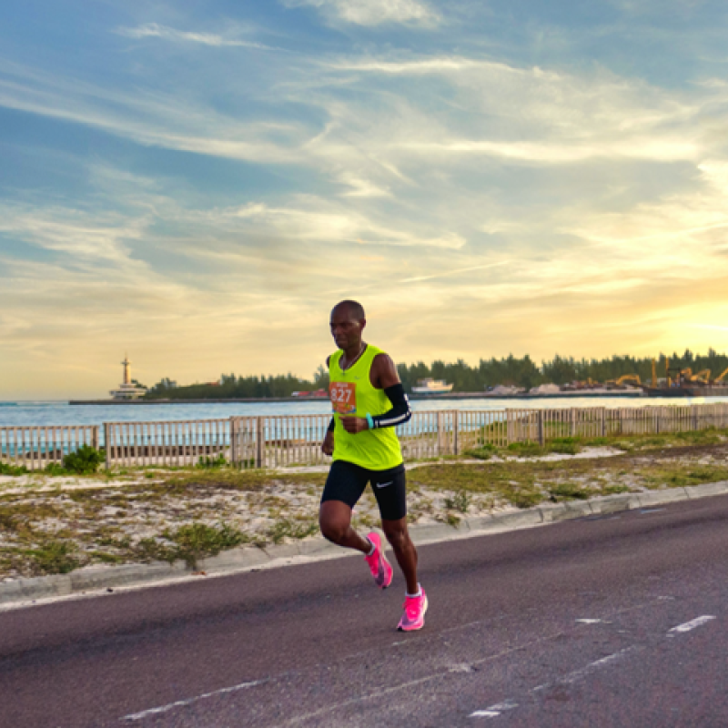 man running in the bahamas